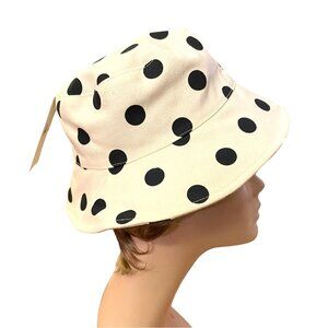 Bon Voyage Kid Size Polka Dot Bucket Hat Cotton Canvas Sunhat Beach Summer Pool